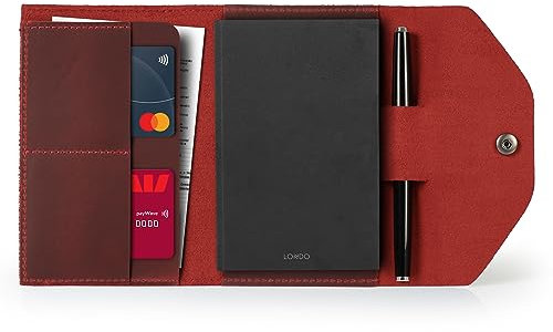 Londo Portfolio in Vera Pelle con Blocco Note e Chiusura a Scatto, per Affari, Ufficio e Viaggi – Cartella Elegante e Funzionale in Pelle di Alta Qualità