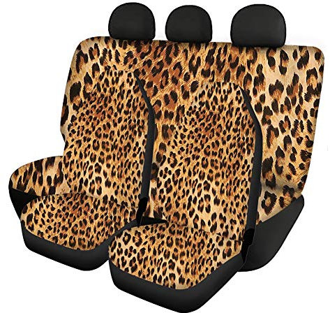 Showudesigns Leopard Auto-Sitzbezüge und Decken, Banksitzbezug, vollständiges Set für Frauen, braun, automatisch, Satteldecke, Schutz, Universal-Sitzbezug für Auto, SUV