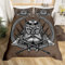 Loussiesd Altes Wikinger Bettwäscheset Vintage Exotisch Stamm Die Axt EIN Schwert EIN Speer Skandinavisches Logo Brauner Druck, Dekor Pirat Bettbezug mit 1 Kissenbezug Reißverschluss 155x220 cm