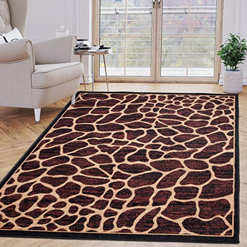 Carpeto Rugs Kurzflor Teppich Tierfell Optik Tiere Motiv Animal Print Muster - Bettvorleger Teppich für Wohnzimmer Schlafzimmer Esszimmer Braun 200 x 300 cm