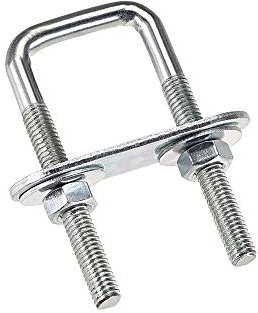 sourcing map Square U-Bolts 3/4(20mm) Inner Width Carbon Steel M6 with Nuts, Frame Plate, Round Washers 4 Set