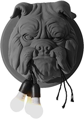 Tier Wandleuchte Innen 3 Flammig Schwarz Hundekopf Wandlampe Harz Bulldogge Design E27 Dekorative Beleuchtung Wohnzimmer Lampe Wand für Kinderzimmer Schlafzimmer Esszimmer Modern 3D Wand Designerlampe