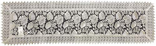 EUROSTYLE Tischläufer-Set, Tischläufer, geschnitzt, aus Spitze, Makramee, Art. Alfe aus Polyester (Tischläufer, Weiß)