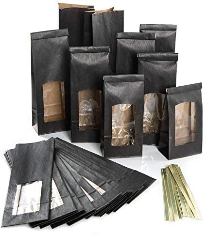 Logbuch-Verlag Lot de 50 petits sachets alimentaires avec fenêtre intérieure pour thé, biscuits, bonbons, chocolats, 8,5 x 5 x 26,5 cm