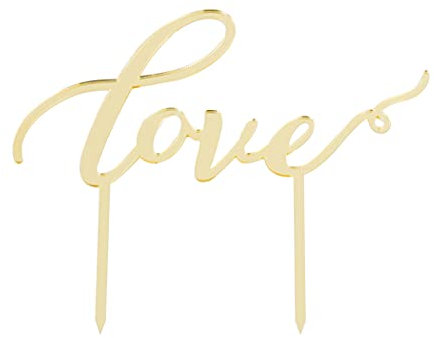 Cake Topper Love gold, 1 Stück, Kunststoff