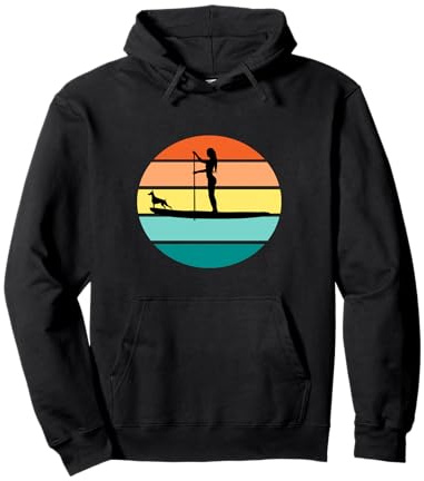 SUP Girl Stand Up Paddling Frau mit Hund auf Paddle Board Pullover Hoodie