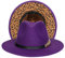 JK Home Fedora Feutre Chapeau de Jazz Mariage Bicolore Large Bord avec PU Cuir Boucle Arête Intérieur Cordon Ajustable Violet