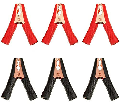 Greluma 6 Pz Clip a Coccodrillo per Batteria per Auto Lunghe 90 mm, Clip per Batteria Isolate 100 A, Morsetti per Cavi Jumper in Rame per Barca per Auto Camion