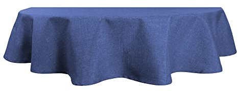 Tischdecke oval Leinenoptik 130x220 cm Lotuseffekt Tischwäsche Wasserabweisend Tischtuch Fleckenabweisend Bügelfrei Abwischbar Waschbar Innen und Außen Perleffekt (Blau, 130 x 220 cm)