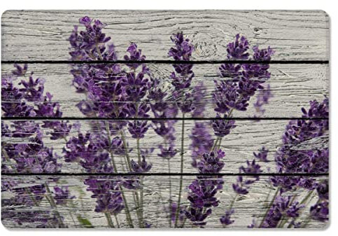 Türmatte Lavendel Rustikal Aus Holz Eingangsteppich Bedruckt Schmutzfangmatte Dekoration Welcome Fußmatte Innenmatte, Für Haustür, Flur, 40X60cm