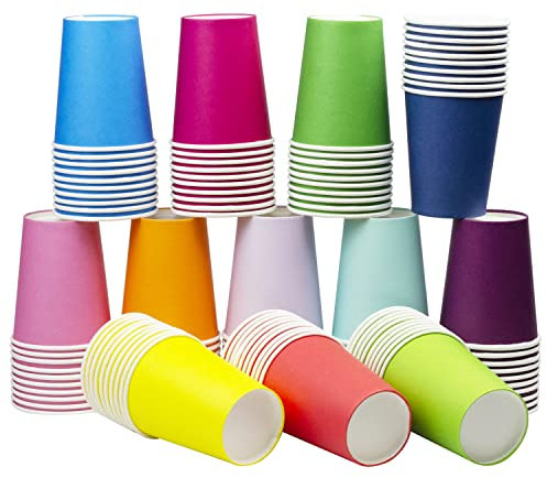 Yuxitia Lot de 120 gobelets en carton multicolores 12 couleurs pour fête de mariage, pique-nique, barbecue, voyage et événement (237 ml)