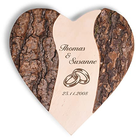 Baumscheibe aus Erlenholz mit Gravur - Hochzeitsdekoration - geeignet zur Hochzeit, Jahrestag und Valentinstag - perfektes Paar Geschenk - Liebe und Romantik - Frauengeschenk - Mann und Frau