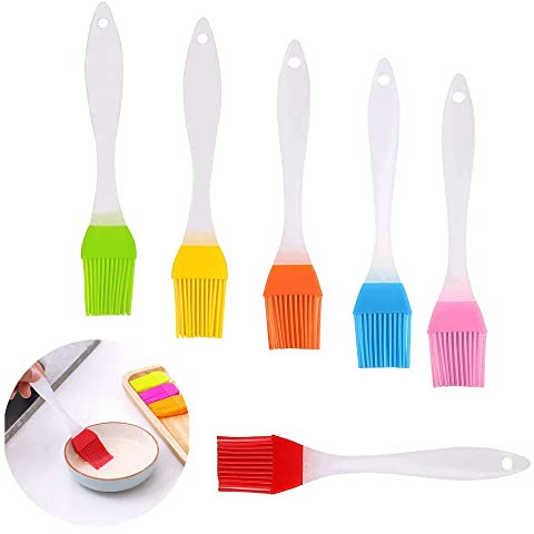 Silicone Pastry Brush Food Grade 6PCS High Temperature Resistance Small Multifunction Pastry Brushes for Baking Spread Evenly for Oil,Barbecue, Pastry