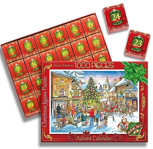 Puzzle-Adventskalender 2023 für Erwachsene, Puzzle mit 1000 Teilen, schöne Geschenkidee