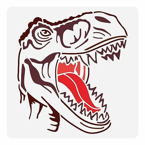 FINGERINSPIRE Dinosaurier Schablone Zum Malen 30x30 cm Wiederverwendbare Dinosaurier Kopf Schablone Großer Dinosaurier Mit Öffnung Mund Vorlage Tiermotiv Zeichenschablone Für Holzdekoration