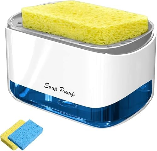 Premium Quality Soap Dispenser for Kitchen - Washing Up Liquid Dispenser With Sponge Holder, Sink Pump, and Instant Refill Soap Holder