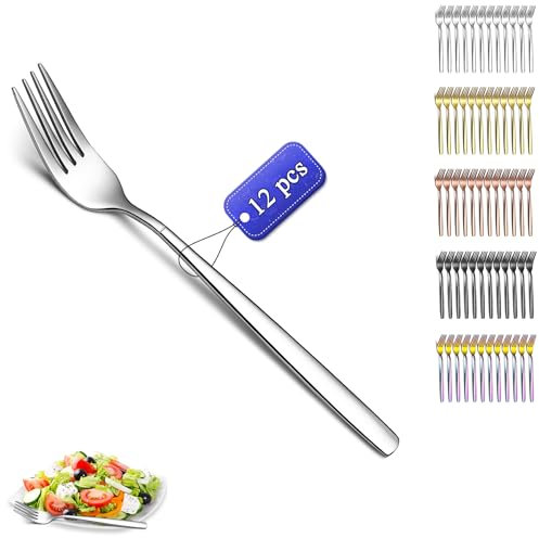 Kyraton Tenedor de cena12 piezas, 18,3 cm Tenedores Cubiertos, Tenedores de mesa Juego de 12