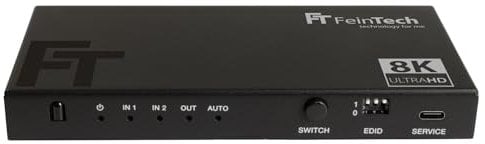 FeinTech SW212 HDMI 2.1 Switch 2 en 1 Out con Extractor de Audio 4K 120Hz 8K VRR Ultra-HD SPDIF Toslink