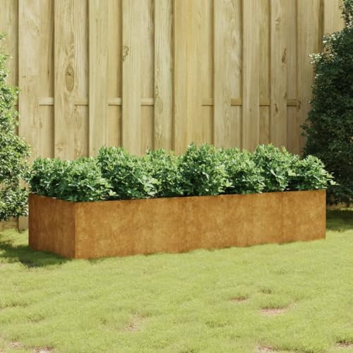 Tidyard Lit surélevé de Jardin 200x80x40 cm Acier corten Argenté Bac de Plantation pour Cultiver Fleurs, Herbes, Plantes, Extérieur Jardinière Potager pour Terrasse Balcon