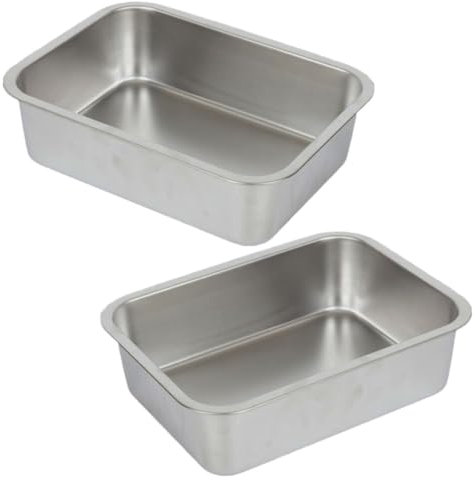 IMIKEYA 2Pcs Hotel Pan Deep Steam Table Pan Stainless Steel Anti Jam Table Pan Catering Food Pan Chafing Dishes Dinner Buffet Server Breading Tray Bowl for Food Prep Breading Restaurant