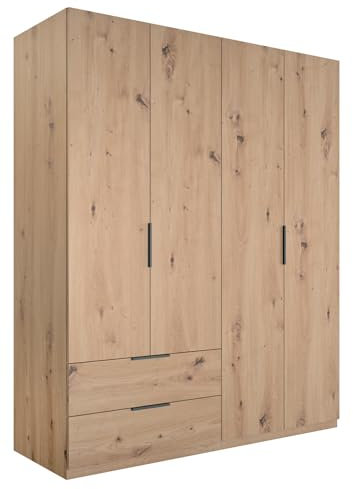 Composad | Armadio della Linea ESPRESSO con 4 Ante e 2 Cassetti, Armadio Contenitore, Salvaspazio, per Camera da letto, Lavanderia, (LxAxP) 162,2x200x58,2 cm, Colore Rovere Oak Mielato, Made in Italy