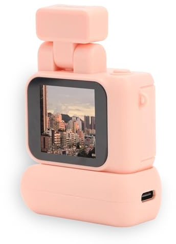 Dpofirs Kleine DV Kamera, 1080P HD Daumenkamera mit 1,44 Zoll Farbbildschirm, Videorecorder mit 480 mAh Akku für Vlogging, Abschlussgeschenke (PINK)