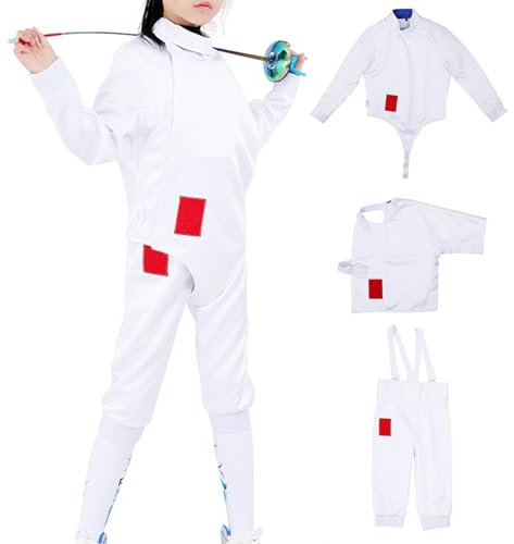 DJJYCTNM Fechtuniformanzug – 350N Klassische Hose, Jacke, Weste, Set für Florett-Degensäbel – Geeignet für Kinder und Erwachsene (Color : Left Hand, Size : 40#)