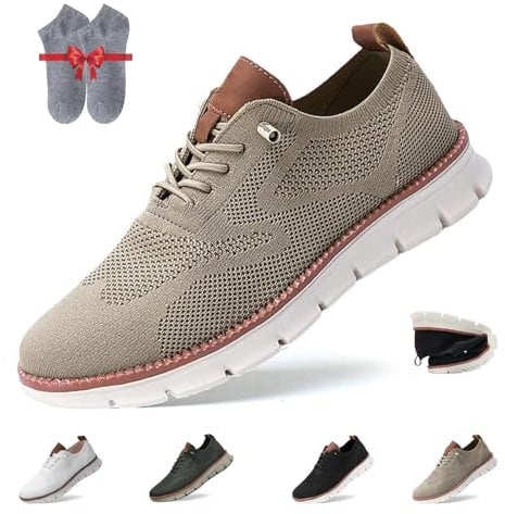 Overhil1s Wearbreeze-Schuhe für Herren - Breeze Urban Ultrabequeme Atmungsaktive Mesh-Freizeitkleidung-Bootsschuhe (Khaki, 43 EU)