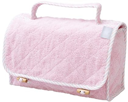 Filet - Beauty Case de Voyage en éponge de Coton avec intérieur imperméable | Sac de Toilette | Dim 28x17x10 cm | Made in Italy, Rose, Trousse de Toilette en éponge Rose matelassée, Fermeture avec