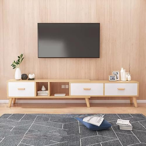 HOLGVE Mobile TV A Scomparsa, Mobiletto TV, Mobile Televisore, Mobile Porta TV con Cassetti e Vano Portaoggetti A Giorno, per Soggiorno, Camera da Letto(160cm/62.9in)
