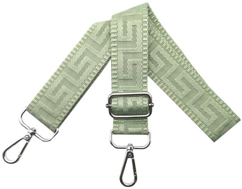 Schultergurt für Tasche Taschengurte zum Wechseln, Verstellbar Taschengurt Breit 3.8cm mit Silber Karabiner - Taschenband Schulterriemen Tragegurt für Handtaschen Damen, Rein grün, K21