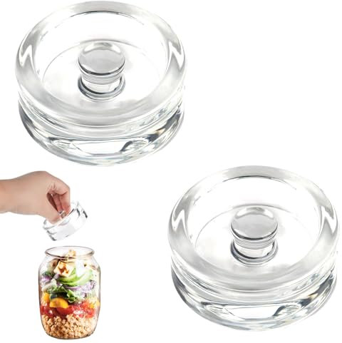 XCDMJ Glasgewichte Zum Fermentieren- Fermentierset Bestehend Aus 2 Gewichten Zum Fermentieren(7 Cm) Beschwerungsstein Mit Leichtem Griff Und Einem Funktionalen Spalt Zum Von Überschüssiger Lake