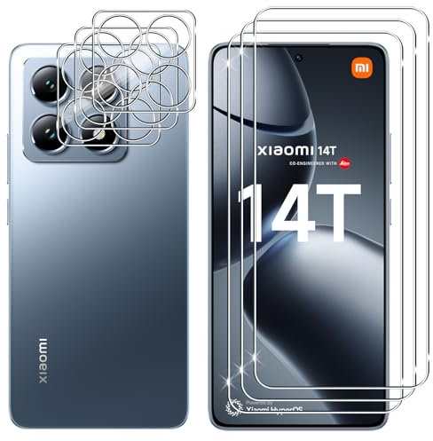 Lutree pour Xiaomi 14T/ Xiaomi Mi 14T Verre Trempé, 3+3 Pièces Protection écran + Caméra Arrière Protecteur Film, 9H Dureté HD Anti-Rayures Sans Bulles Vitre Trempé Protecteurs d'écran