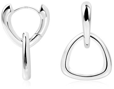 ALEXCRAFT Dicke Drop Dreieck Ohrringe Silber 925 Hängend Creolen Damen Chunky Silver Dangle Earrings for Women für Frauen Freundin Mama