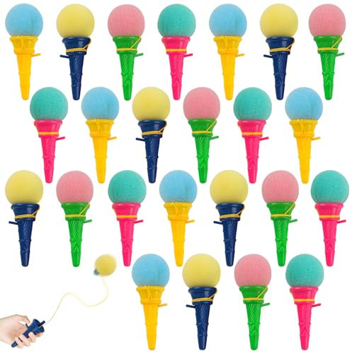 JWTRSVTY 24 Stück Eis Auswerfen Kinderspielzeug, Eis Partyspielzeug, Mini Eis Spielzeug Eis Shooter, Eistüte mit Ball, Auswerfen Eis Spielzeug, Mini-Eiscreme-Spielzeuge Für Kinder Outdoor Spielzeug