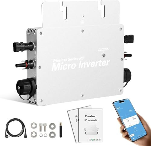 Jadeshay Wechselrichter 600W, MPPT Grid Tie Inverter Wechselrichter Balkonkraftwerk mit WiFi Mobiltelefon Überwachungssystem