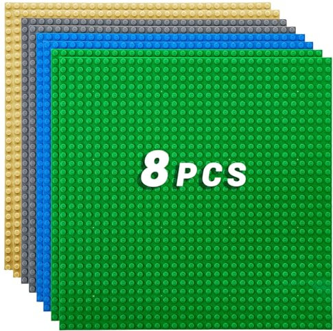 8 Piezas Classic Base Verde de 32x32 Tacos, 25 x 25cm, Juego de Placas de construcción,Placa Tablero de Construcción y Expansión, Juguete de Construcción para Niños y Niñas de 3 Año o Más