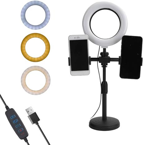 6 Inch Ring Light & Holder with Stand, Adjustable Height