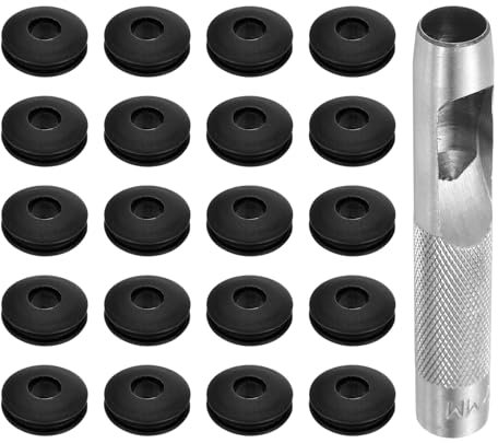 QUARKZMAN Kit d'Outils pour Œillets 21 Pièces, Ensemble d'Œillets 12 mm Pinces à Œillets Œillets en Plastique Rondelles à Œillets en Plastique Antirouille pour Bâche de Camion, Noir