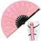 Raveahem Glitter Large Rave Folding Clack Hand Fan with Holster for Men/Women Handheld Fan for EDM,Festival,Club,Party,Dance (Pink)