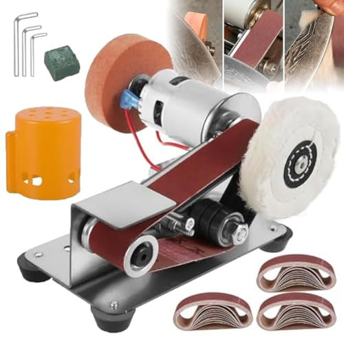 Mini Ponceuse à Bande - 7 Vitesses Réglables, Ponceuse à Bande électrique à 15 Degrés, Affûteuse De Couteaux électrique, Acier Inoxydable 304