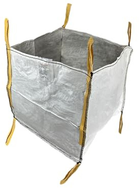 Berger & Schröter | Big Bag 90x90x90cm 1500kg 729l mit vier Bodenkippschlaufen und vier Hebeschlaufen für Bauschutt, Holz, Laub, Kies, Sand, Erde, Gartenabfall, Grünschnitt, Pellets