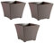 AC - Pack de 3 Macetas Rattan Cuadradas de plástico, Tiesto, macetero, Recipiente para Plantas, Flores, jardín, terraza, hogar, Fabricadas en España (Marrón Topo - 30 cm)