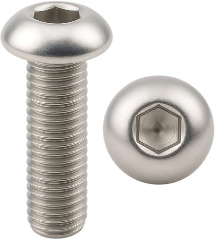Vis INOX M4x10 mm tête bombée BTR Ø 4x10 mm | Vis cylindrique M4 x 10 mm BHC à 6 pans creux (clé allen) | Acier Inoxydable A2-70 (V2A/304) | DIN ISO 7380-1 : LOT DE 5 Pcs - ProRaje