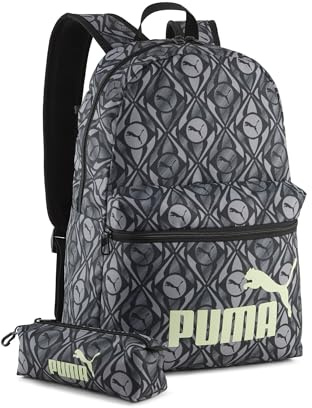 PUMA Jugendliche Und Erwachsene Phase 20 l Rucksack-Set OneSize, Black Apple Spritz Football AOP Green