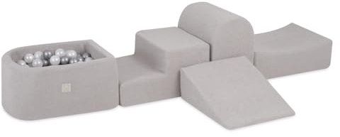 MISIOO Blocs de construction en mousse pour enfants, 6 éléments, pour enfants, aire de jeux d'intérieur avec 100 balles, idéal pour aire de jeux et chambre d'enfant