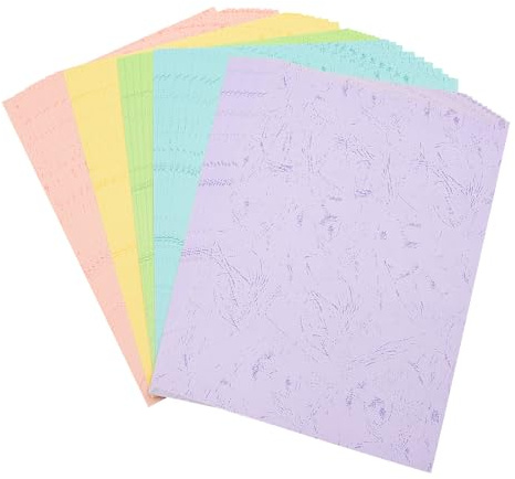 50 Blätter 150g/M² Din A4 Dermatoglyph-Papier mit 5 Farben, Druckpapier, 297 X 210 mm Kartenpapier A4 für Kunst- und Handwerkseinladungen, Menü-Karten, Hochzeit, DIY-Karten, Büro- und Schreibwaren
