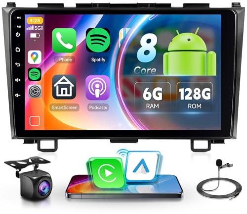 6G+128G 8 Core Wireless Carplay Android Autoradio per Honda CRV CR-V 3 2007-2011 9 Pollici Touchscreen Autoradio Android Auto GPS Navi WiFi Mirror Link Bluetooth FM/RDS/DSP/SWC Telecamera Posteriore