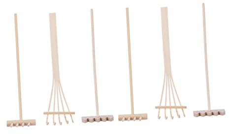 minkissy Zen Garten Accessoire 6 Stück Kleiner Bambusrechen aus Bambus