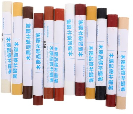 Laminate Floor Scratch Remover 12pcs Wax Crayon Repair Pen | Furniture Touch up Kit, Wooden Products and Furniture Repair, Portable 12pcs Set